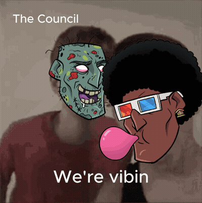 Man Blowing Pink Bubble Saying We're Vibin GIF