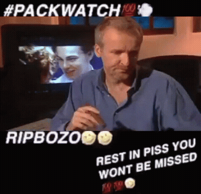 Man Blue Shirt Saying Rip Bozo Rest In Piss GIF