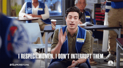 Man Blue Vest I Respect Women Don't Interrupt Them GIF
