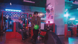 Man Bowling Alley Almost Perfect Game GIF
