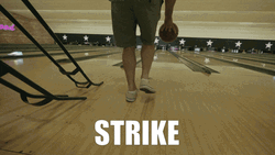 Man Bowling Alley Strike Hand Placement GIF