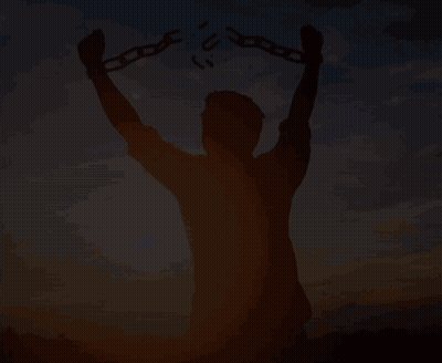 Man Breaking Chains Silhouette GIF