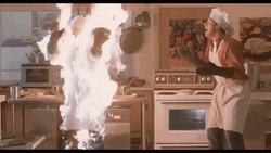 Man Burning In Kitchen Hair On Fire GIF