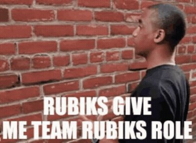 Man By Brick Wall Saying Give Me Team Rubiks Role GIF