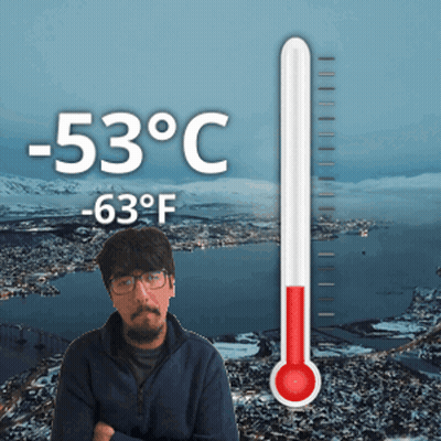 Man By Thermometer -53°C And 63°F GIF