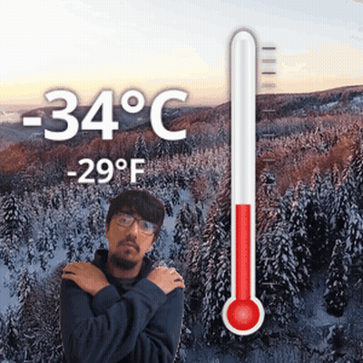 Man By Thermometer At 34 Degrees Celsius GIF