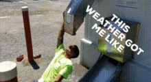 Man Can't Bear Hot Weather Get Himself Wet GIF