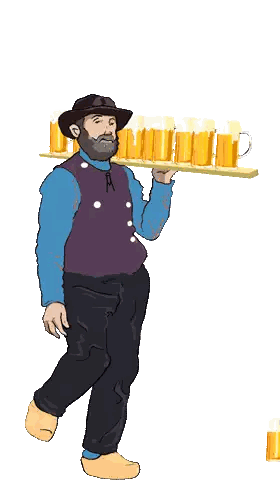 Man Carrying Beer Tray Biertje Sticker