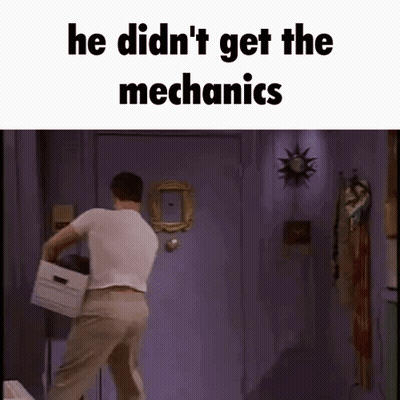 Man Carrying Box He Didn't Get The Mechanics GIF