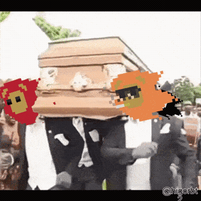 Man Carrying Coffin With Lion GIF