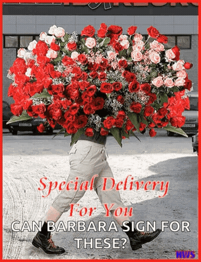 Man Carrying Large Bouquet Of Red Roses GIF