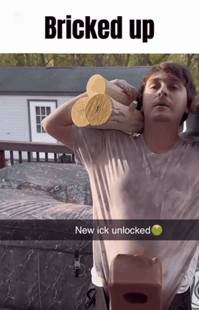 Man Carrying Logs With Word Bricked GIF