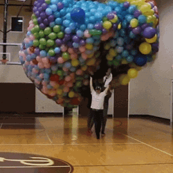 Man Carrying Many Balloons GIF