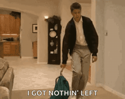 Man Carrying Suitcase Saying Nothin Left GIF