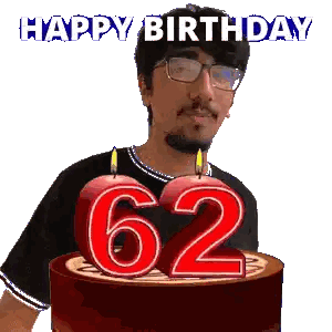 Man Celebrating 62Nd Birthday With Cake Sticker