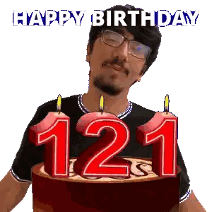 Man Celebrating Birthday With Cake Sticker