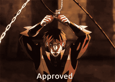 Man Chained To Rope Saying Approved GIF