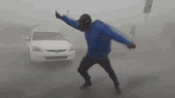 Man Challenges Hurricane GIF