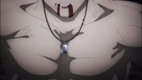 Man Chest Necklace Bloody Mouth GIF