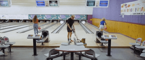 Man Cleaning The Bowling Alley GIF