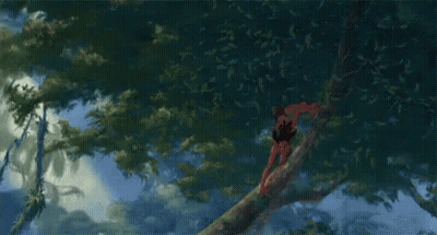 Man Climbing Tree With Leaves Falling GIF