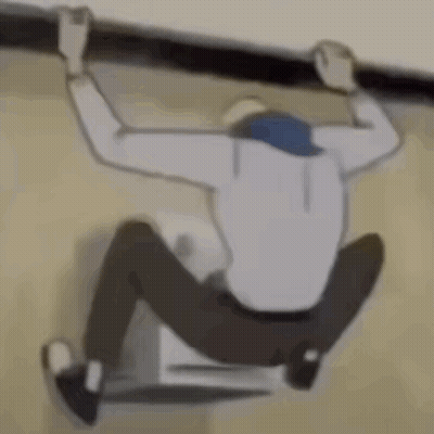 Man Climbing Wall With Hands Up GIF
