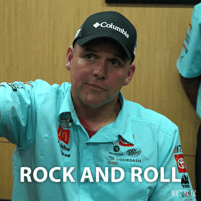 Man Columbia Hat Blue Shirt Rock And Roll Sign GIF