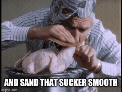 Man Cooking Chicken With Words And Sand That Sucker Smooth GIF