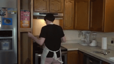 Man Cooking In Apron Kitchen Ice Sticker GIF