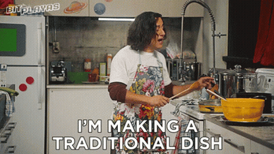 Man Cooking In Kitchen I'm Making A Traditional Dish GIF