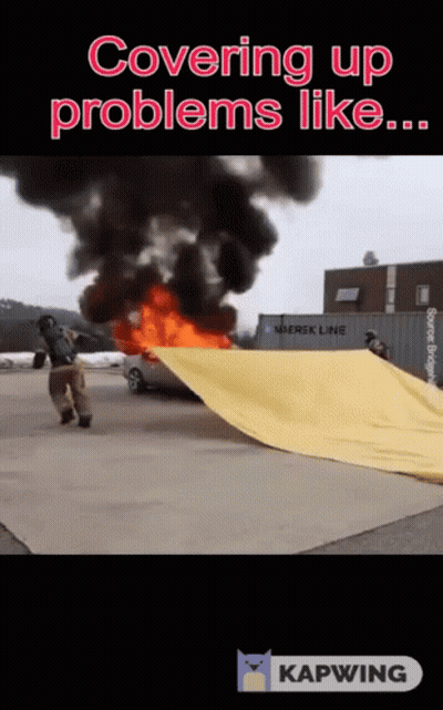 Man Covering Car On Fire GIF