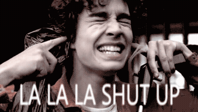 Man Covering Ears Saying La La La Shut Up GIF