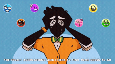 Man Covering Ears Surrounded By Smiley Faces GIF