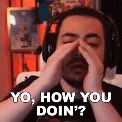 Man Covering Eyes With Headphones Saying Yo GIF