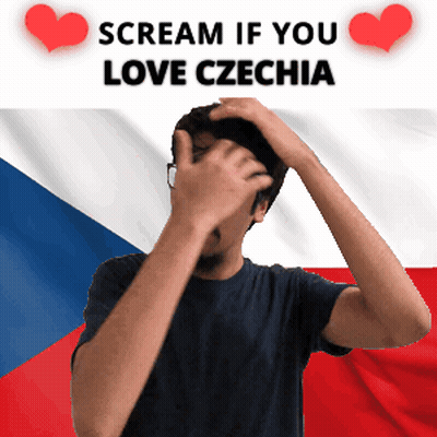 Man Covering Face Flag Scream If You Love Czechia GIF