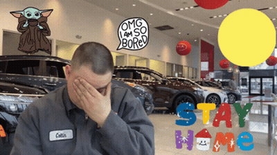 Man Covering Face In Front Of Bored Sign GIF