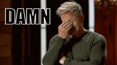 Man Covering Face In Front Of Damn Sign GIF