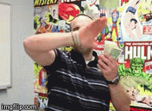 Man Covering Face In Front Of Hulk Comic GIF