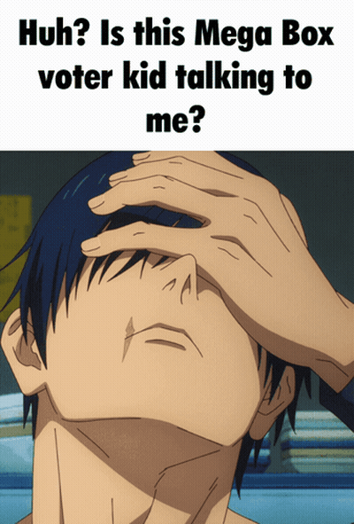 Man Covering Face Saying Huh Mega Box Voter Kid GIF