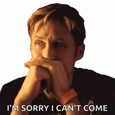 Man Covering Face Saying Sorry Can't Come GIF
