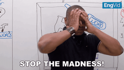 Man Covering Face Saying Stop The Madness GIF