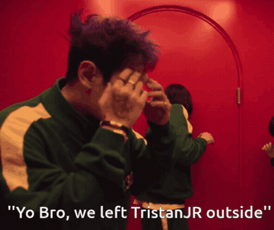 Man Covering Face Saying Yo Bro We Left Tristanjr Outside GIF