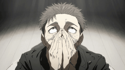 Man Covering Face With Hands Black And White Drawing GIF