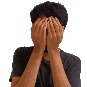 Man Covering Face With Hands In Dark Shirt Sticker