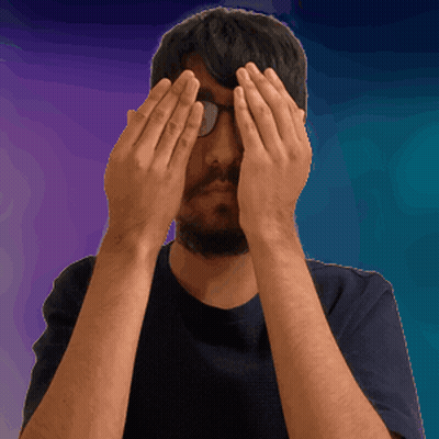 Man Covering Face With Hands Purple Background GIF