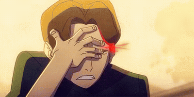 Man Covering Face With Red Light Eyes GIF