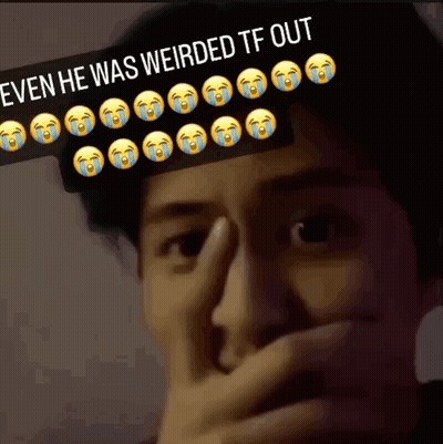 Man Covering Face With Weirded Out Sticker GIF