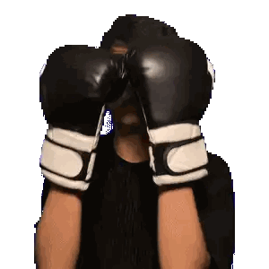 Man Covering His Eyes With Boxing Gloves Sticker