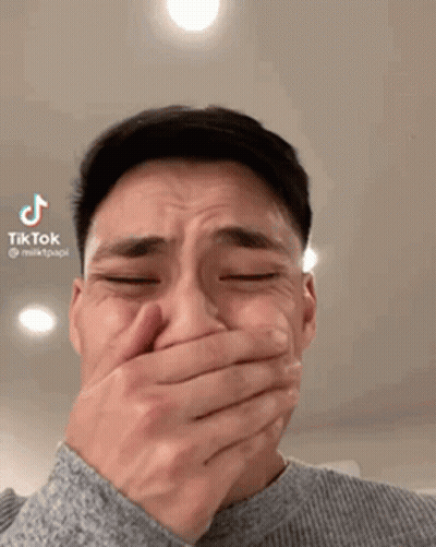Man Covering Mouth Crying Funny Face GIF