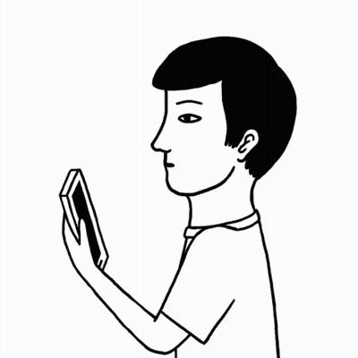Man Covering Mouth Looking At Phone GIF